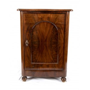 Biedermeier one-door cabinet 19th century, single-door, mahogany wood. Height x width x depth: 90 x 62 x 32 cm. Item condition grading:**** good.