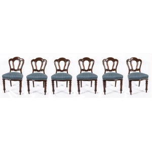 Group of 6 English Victorian Chairs - 19th century, made of mahogany wood. Height x width x depth: 90 x 52 x 42 cm. Item condition grading: **** good.