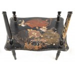 French chinoiserie lacquered coffee table - late 20th century, with lacquer and mother-of-pearl inlays. Height x width x depth: 75 x 50 x 37 cm. with lacquer and mother-of-pearl inlays. Height x width x depth: 75 x 50 x 37 cm. Item condition grading: *** 