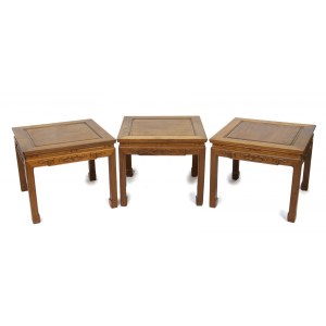 Chinese coffee tables - mid-20th century, made of exotic woods. Height x width x depth: 51 x 60 x 60 cm. Item condition grading: **** good.