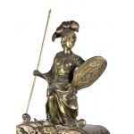 Mantel clock - France, 19th century, A shaped case resting on spinning top feet, adorned with bronze statuettes representing the 'Moire', the personification of ineluctable destiny also called Fatae, i.e. those who preside over fate, placed on the front d