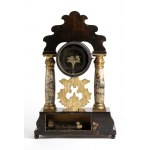 Rare mantel clock with music box - Austria, Biedermeier early 19th century, temple architectural structure composed as follows: rectangular rosewood base decorated in the lower part with a motif of vertical grooves, the front inlaid with two eagle heads a