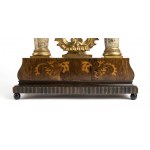 Rare mantel clock with music box - Austria, Biedermeier early 19th century, temple architectural structure composed as follows: rectangular rosewood base decorated in the lower part with a motif of vertical grooves, the front inlaid with two eagle heads a