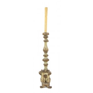 Italian gilt wood torch holder - 19th century, gilt and lacquered. Dimensions 92 x 20 x 20 cm. Item condition grading: *** fair ( missing parts).