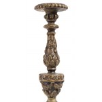 Pair of Italian gilt wood torch holders - 18th century, mecha gilding. Dimensions 40 x 14 x 14 cm. Item condition grading: *** fair (defects and a not in period base).
