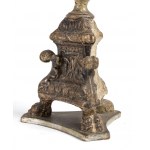 Pair of Italian gilt wood torch holders - 18th century, mecha gilding. Dimensions 40 x 14 x 14 cm. Item condition grading: *** fair (defects and a not in period base).
