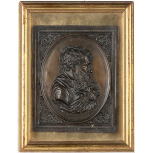 Bronze bas-relief - 20th century, depicting the profile of a character. Height x width: 27 x 20 cm. Item condition grading: ***** excellent.