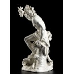 A pair porcelain sculptures Nymphenburg 19th century, F. Bustelli, F. Bustelli Nymphenburg (Locarno, 11 April 1723 - Nymphenburg, 18 April 1763) entirely in white enamel, depicting Bacchus and Ceres seated. Make and signature under the base. Height x widt
