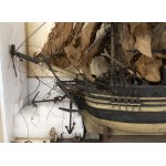 Model of an Italian sailing ship - 19th century, scaled hull and wooden parts, canvas sails. Height x width x depth: 111 x 120 x 30 cm. Item condition grading: *** fair (defects and missing parts).