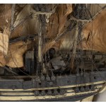 Model of an Italian sailing ship - 19th century, scaled hull and wooden parts, canvas sails. Height x width x depth: 111 x 120 x 30 cm. Item condition grading: *** fair (defects and missing parts).