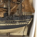 Model of an Italian sailing ship - 19th century, scaled hull and wooden parts, canvas sails. Height x width x depth: 111 x 120 x 30 cm. Item condition grading: *** fair (defects and missing parts).