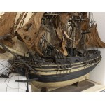 Model of an Italian sailing ship - 19th century, scaled hull and wooden parts, canvas sails. Height x width x depth: 111 x 120 x 30 cm. Item condition grading: *** fair (defects and missing parts).