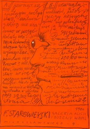 Franciszek Starowieyski (1930 Bratkówka k. Krosna - 2009 Warszawa), Plakat do wystawy Franciszka Starowieyskiego w Galerii Alicji i Bożeny Wahl w Warszawie, 1980