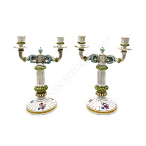 Pair of double candlesticks, Meissen