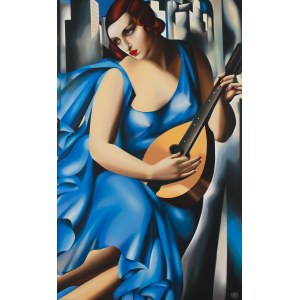Tamara Lempicka, Blaue Frau auf der Gitarre