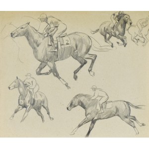 Ludwik MACIĄG (1920-2007), Skizzen von Jockeys in verschiedenen Darstellungen
