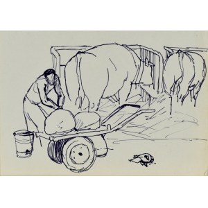 Ludwik MACIĄG (1920-2007), Milking cows