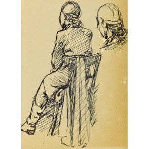 Ludwik MACIĄG (1920-2007), Skica sediacej ženy a ženskej hlavy