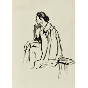 Ludwik MACIĄG (1920-2007), Skizze einer auf einer Bank sitzenden Frau
