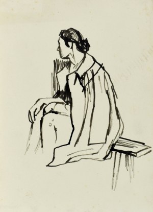 Ludwik MACIĄG (1920-2007), Szkic siedzącej na ławce kobiety