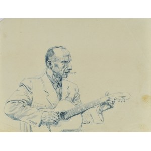 Ludwik MACIĄG (1920-2007), Man with a cigarette playing the guitar