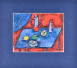 Eugeniusz TUKAN-WOLSKI (1928-2014), Martwa natura na niebieskim stole