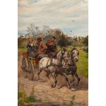 Stanislaw Pomian Wolski (1859 Warsaw - 1894 Warsaw), Spring carriage ride, 1882