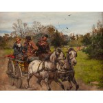 Stanislaw Pomian Wolski (1859 Warsaw - 1894 Warsaw), Spring carriage ride, 1882