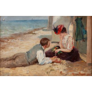 Maurycy Trębacz (1861 Warschau - 1941 Lodz), Am Strand, 1898