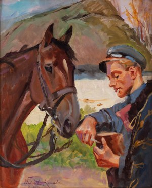 Wojciech Kossak (1856 Paryż - 1942 Kraków), Ułan z koniem, 1934