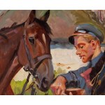 Wojciech Kossak (1856 Paris - 1942 Krakow), Lancer with horse, 1934