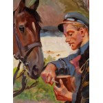 Wojciech Kossak (1856 Paříž - 1942 Krakov), Lancer s koněm, 1934