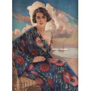 Zygmunt Nirnstein, Bildnis einer Dame vor dem Hintergrund der Ostsee (Bildnis der Frau J.), 1931