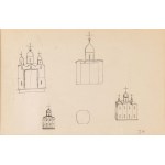 Jerzy Nowosielski (1923-2011), Entwürfe für eine Darochranitielnica (Tabernakel), Ikonostase und orthodoxe Kirche - doppelseitige Arbeit, 1970er Jahre.