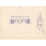 Jerzy Nowosielski (1923-2011), Design of a temple with a bell tower