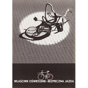 Plakat społeczny Właściwe oświetlenie - bezpieczna jazda - proj. Jerzy PRZYGODZKI (1920-1979), 1968