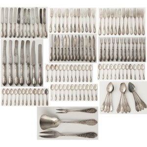 SET OF MODEL ALEXANDRA cutlery for 12 persons, Poland, Warsaw, Norblin et al, 19th / 20th c.