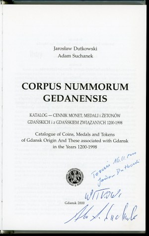 Dutkowski, Suchanek, Corpus Nummorum Gedanensis [ekslibris, dedykacja]