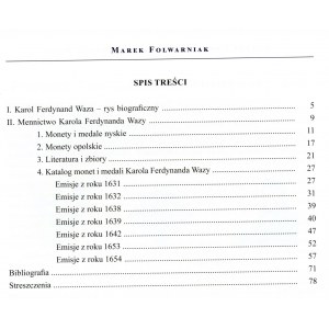 Folwarniak, Münzen und Medaillen von Karl Ferdinand Vasa.