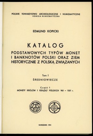 Kopicki, Katalog podstawowych typów monet