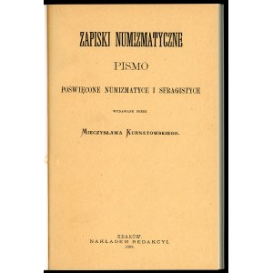 Kurnatowski, Numismatické poznámky [reedice].