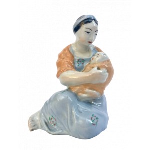 Porzellanfigur Frau mit Kind, Porzellanfabrik in Ćmielów