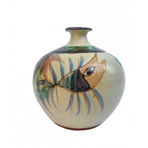 Keramikvase mit Fisch, Signiert Ceramicart, Design von Luis Soares