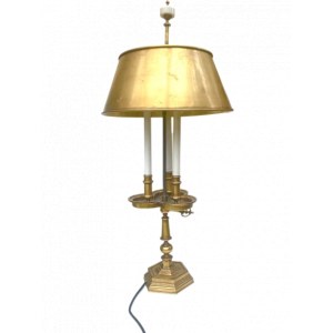Lampa mosiężna Bouillotte, z porcelanowymi dodatkami