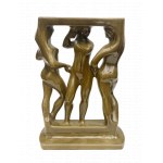 Keramische Skulptur Drei Grazien. Entworfen von Zdenek Farnik. Herstellung Bechyne, Keramik