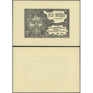 Polska, odbitka strony odwrotnej 10 złotych polskich = 1 rubel i 50 kopiejek, 1916