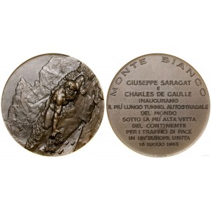 Włochy, medal na pamiątkę otwarcia tunelu pod Mont Blanc, 1965