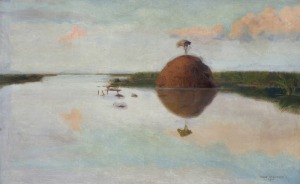 Chełmoński Józef, ZACHÓD SŁOŃCA NA BŁOTACH, 1900
