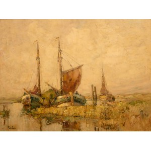 Rudolf Priebe (1889 - 1956 Rudolfstadt), Boats off the shore