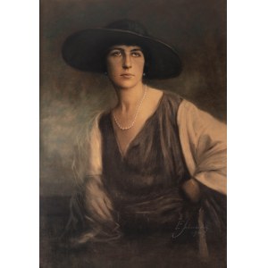 Malarz nieokreślony (1 poł. XX w.), Portret damy w kapeluszu, 1920 r.